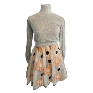 Truly Me by Sara Sara (Nordstrom) coral floral ballet dress with gray sweater